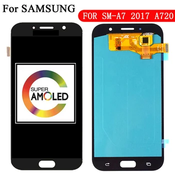 100% Super AMOLED LCD дисплей за Samsung Galaxy A7 2017 A720 A720F SM-A720F LCD сензорен дисплей, Дигитайзер В събирането на