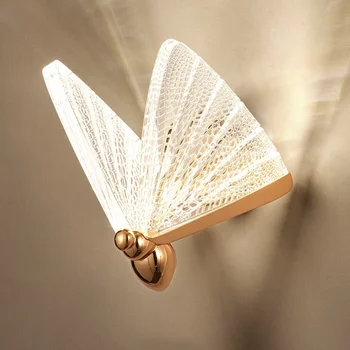 2021 Нов монтиран на стената лампа с пеперуда в скандинавски стил и Модерен минималистичен луксозно Стълбище Нощно спалня Фон Осветление на пътеката Украса
