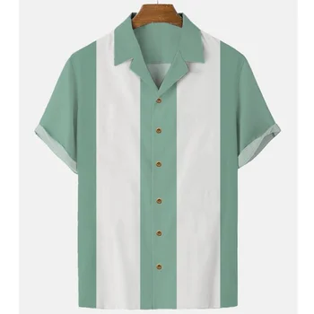 2022 Шарени Прости Ежедневни мъжки ризи на Европейския Размер Мъжки Хавайска риза на Мъжки Ризи Модерен Дишаща Топ с Къс ръкав