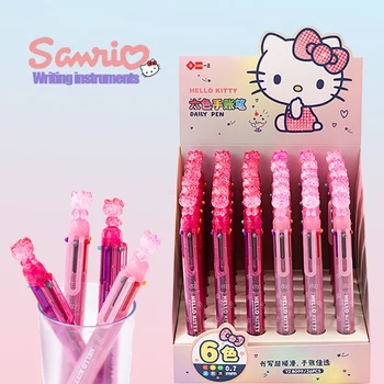 36шт Sanrio Hello Kitty 6 цвята Химикалка Писалка Kawaii Kt Cat Студентски Гел Писалка За Писма, Канцеларски материали, Ученически Пособия на Едро