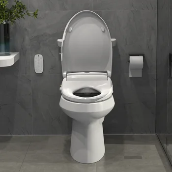 B011 по-дълги led светлини, електрически седалката за тоалетна за биде, седалка за тоалетна с подово отопление и изсушаване на топлия въздух и лека нощ бял
