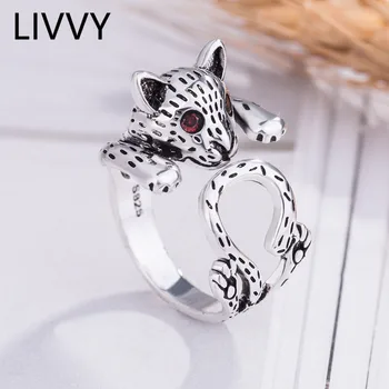 LIVVY Сребърен пръстен с изображение на животно, на женски модерен пръстен върху показалеца си, уникални висококачествени изящни ръчно изработени бижута