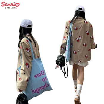 Sanrio Нов костюм, сако свободен силует, корейската версия с пълна принтом, моден тренд Hellokitty, с костюм, сако, темперамент, топ