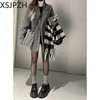 Xsjpzh S-XL Вълна Палто Дамско Дизайнерско Нишевое Вълна Палто 2023 Пролетта Ново Утолщенное Зимно Модно Палто в стил Хепбърн