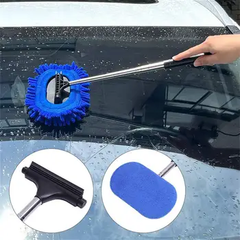 Автомивка въже за измиване на пяна Инструмент за почистване на автомобилни огледала за обратно виждане Автомобили четка за търкане Преносима въже от микрофибър за камион RV SUV