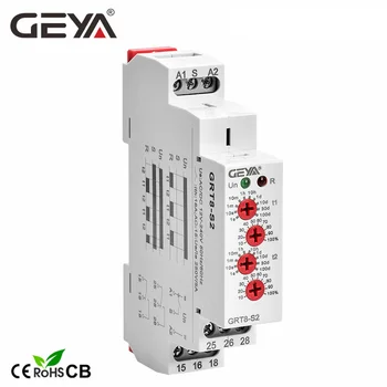 Безплатна доставка, GEYA GRT8-S, асиметрично реле таймер цикъл SPDT 220V 16A, AC/DC12V-240V, електронно реле повторение