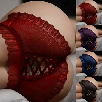 Дамски дишащи секси бикини с кружевными джапанки голям размер, поднимающие бедрата, хубаво бельо в стил Лолита