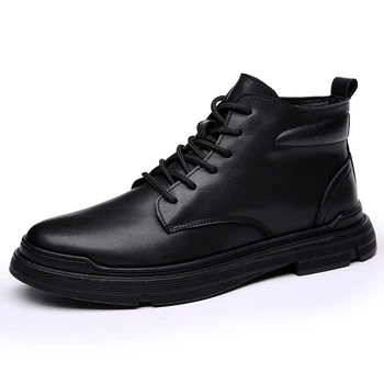 Ново записване, мъжки класически бизнес официалната обувки, есенни и зимни работни ботильоны, черни обувки на 