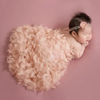 Реквизит за снимки на новородени 200x70 см, дантелено одеяло от перьевой прежди, аксесоари за студийната фотография, аксесоари за малки момичета, пълнител кошници, фон
