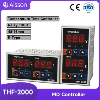 Реле уред за контрол на времето и температурата на SSR THF-2000 AC85-AC265V 50Hz с цифров дисплей PID контролер, K-тип