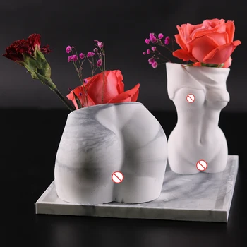 Секси дамски силиконови форми за саксия, закръглен женски саксии във формата на задните части, за скулптура от бетон ръчно изработени форми за дома, занаяти