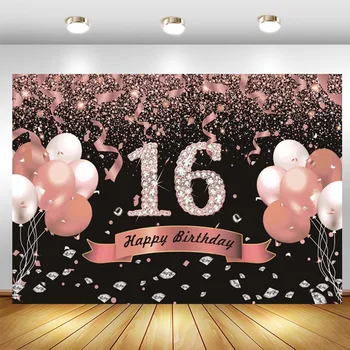 Сладка Роза Глод 16-ия Рожден Ден на Фона Момчета и Момичета на 16 Години Рожден Ден На Поръчка Фон За Снимки на Банер За фото студио