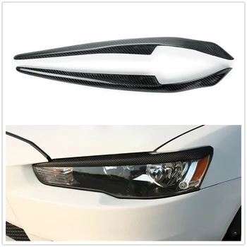 Тампон върху клепачите фарове, накладки за вежди за Mitsubishi Lancer EVO X 2008-2014, карбоновое влакна, предни главоболие светлина, на капака лампи, тампон за вежди