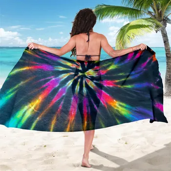 Цветна неонова саронг с 3D-принтом, лятна плажна кърпа за морски курорт в бохемски стил