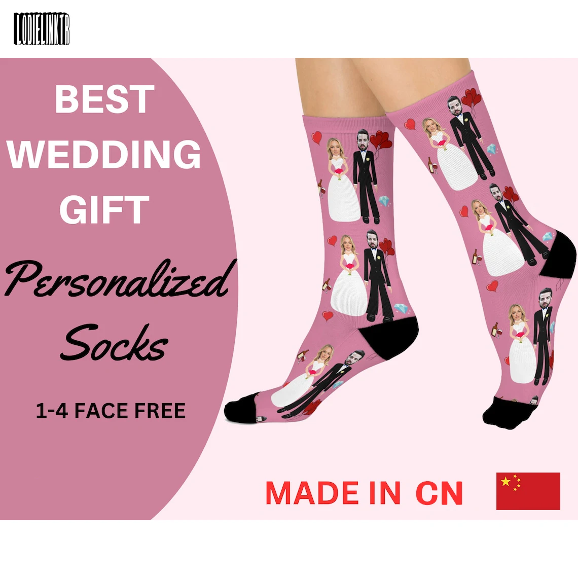 Обичай Сватбени Чорапи Подарък За Годишнина от Рождението на Добри Идеи За Двойки Персонализирани Забавни Чорапи С Любовни Лице За Младоженеца на Булката
