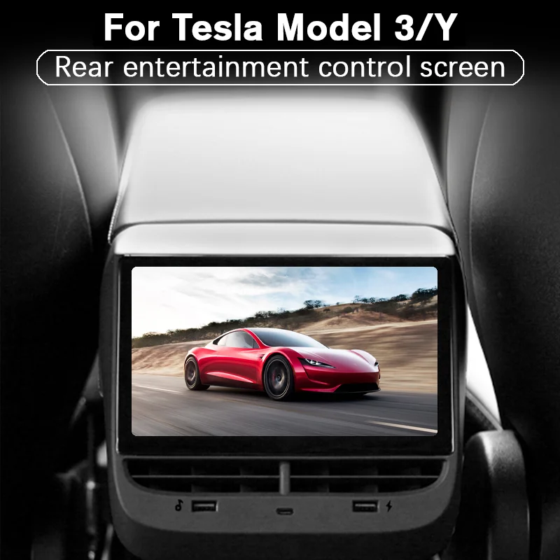 Дисплей на задната седалка за Tesla Model Y 3 от 2016 до 2023 авто 7-инчов Full HD капацитивен сензорен екран и Аксесоари за обновяване на колата