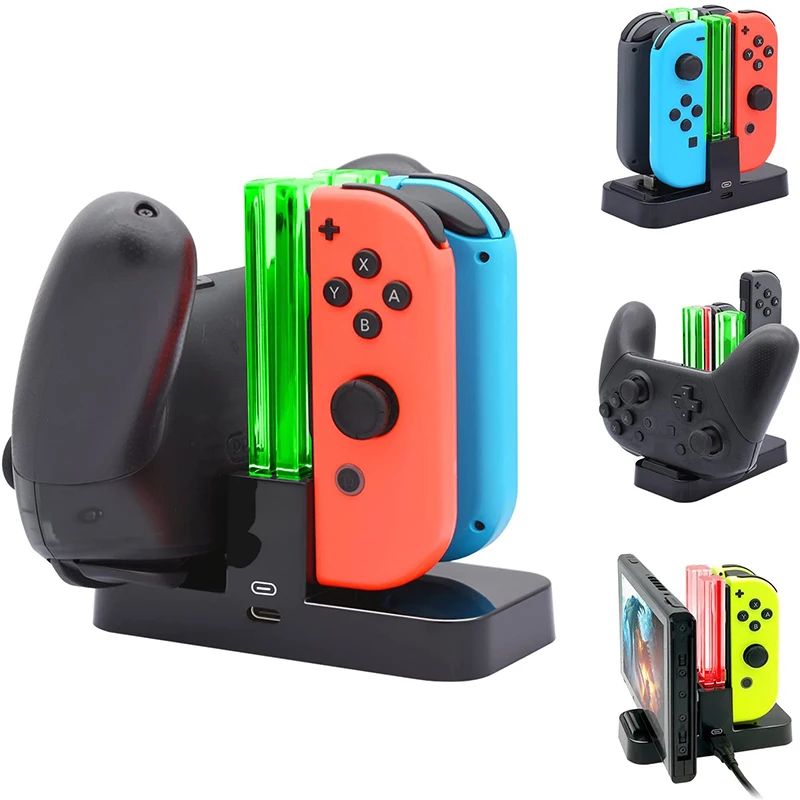 4 in1 зарядно устройство ще захранване на зарядно устройство за Nintendo Switch OLED Joy-con Контролер Зарядно Устройство За Nintendo Switch Pro Геймпад Поставка За Зареждане NS Ключ
