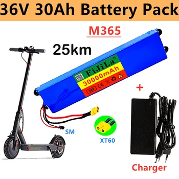 100% истински литиево-йонна батерия 36V 30Ah, подходящ за 10s3p M365, батерия за електрически скутер BMS + зарядно устройство