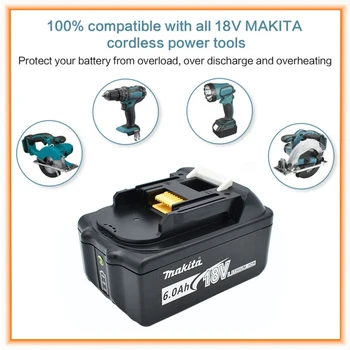 Makita 100% оригинален 18v Makita 6000 mah литиево-йонна акумулаторна батерия електроинструменти 18 В преносимото батерия BL1860 BL1830 BL1850 BL1860B