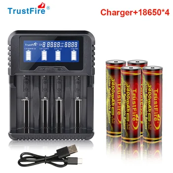 Trustfire Батерия 18650 Акумулаторна Батерия с Капацитет от 3,7 На Литиево-йонна Акумулаторна Батерия За Фенерче Факел Battery + Зареждане TR-02