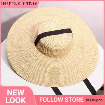 Летни шапки от слама с широка периферия за жени, солнцезащитная шапка с плосък покрив, плажна шапка унисекс, солнцезащитная шапка-дерби в Кентъки, с каишка за брадичката