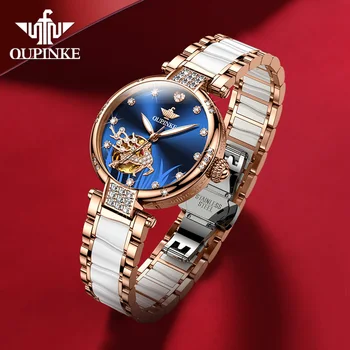 Най-добрата марка елегантна международната мода OUPINKE Ms Автоматични механични часовници за водоустойчиви сапфир огледала Ms Луксозни часовници
